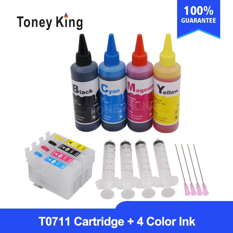 Чернильные картриджи T0711 для принтера Epson Stylus S20 S21 SX100 SX110 SX105 SX115 SX200 SX205 SX209 SX210 + 4
