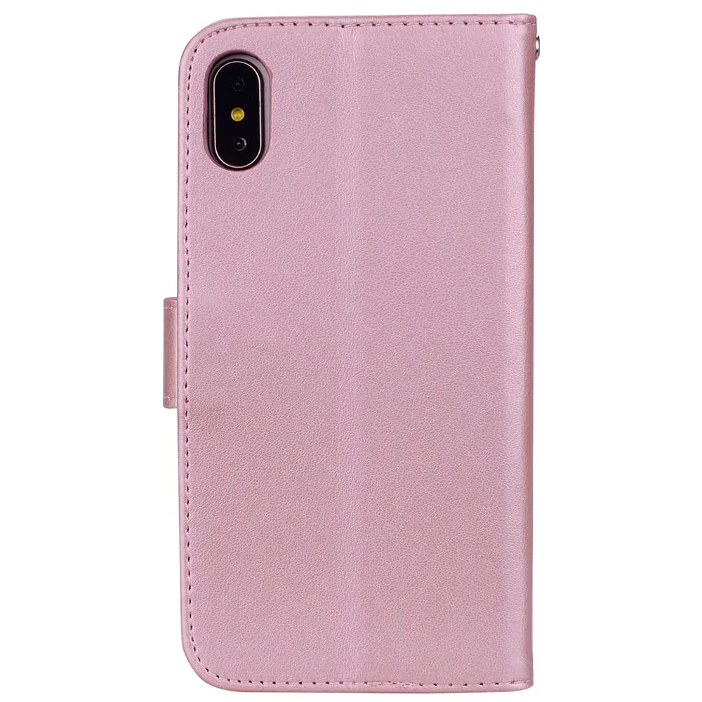 Кожаный чехол KISSCASE с объемным цветком для iPhone XS Max XR 10 X откидной крышкой 5 5S SE 6 6s 7 8
