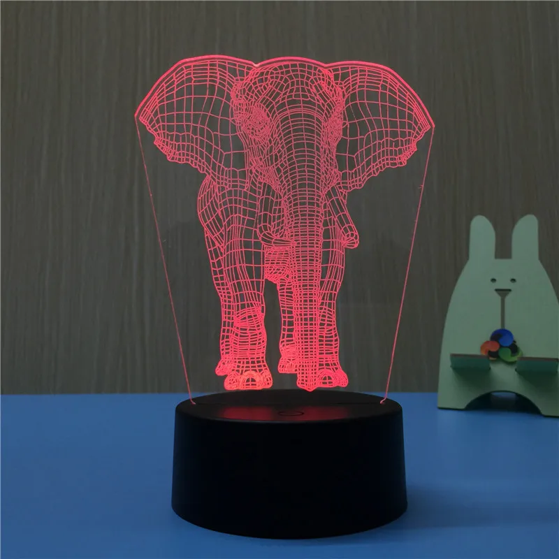 Elephant 3D LED Night Light USB 7 Color Decoration Househould lamp for kids night light as Holidays &amp Birthdays Gift | Лампы и