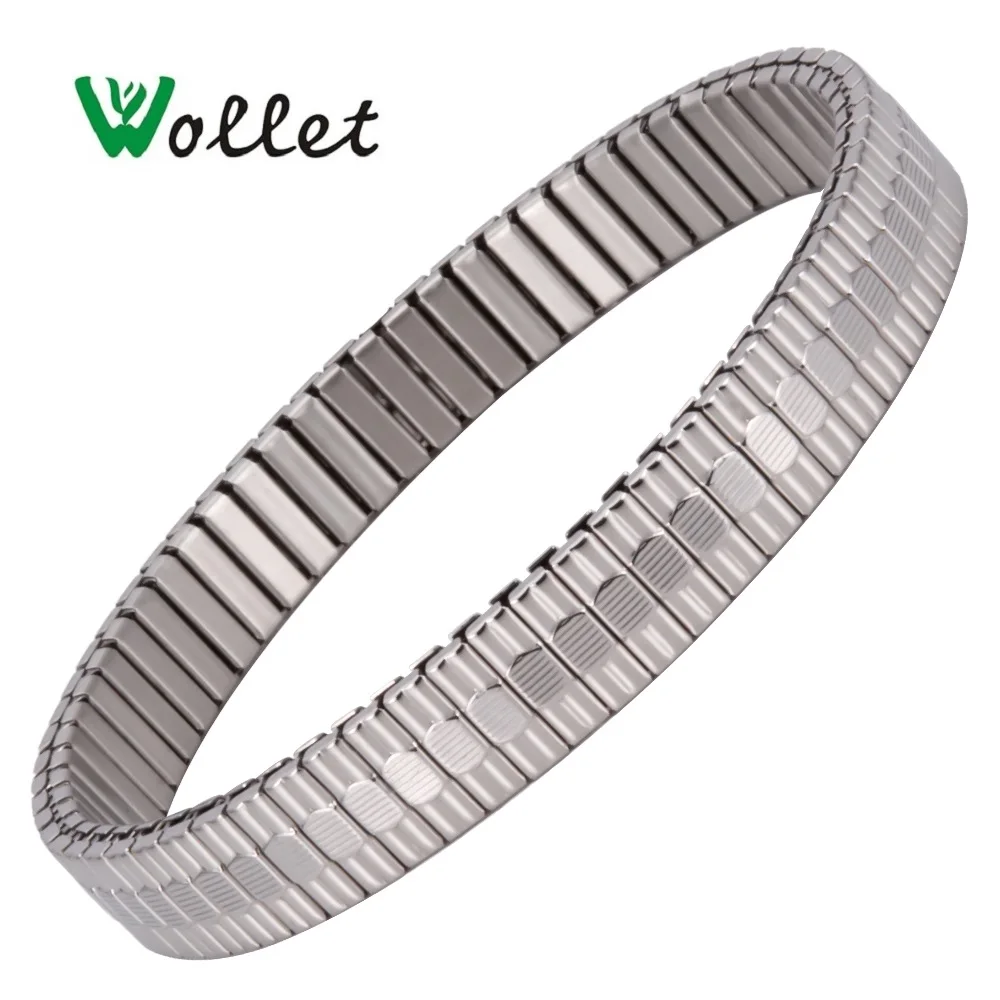

Wollet Jewelry 316L Stainless Steel Elastic Bracelet Bangle For Women Men Silver Metallic Gold Color
