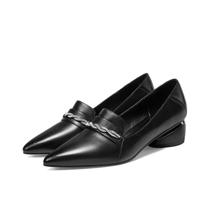 MLJUESE/женские туфли лодочки из коровьей кожи сезон осень весна Цвет Черный женские