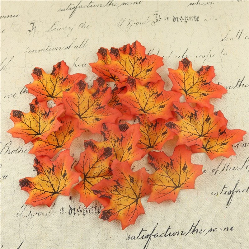 100 шт./лот искусственные разноцветные осенние кленовые листья в виде осенних