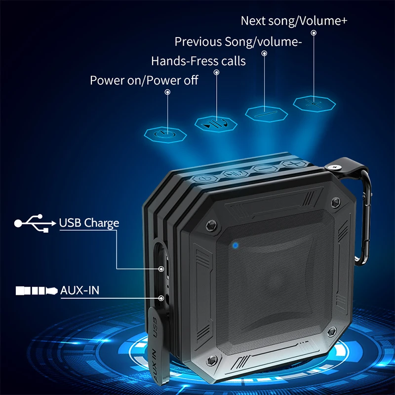 Водонепроницаемая Bluetooth Колонка MEIDI AUX портативная уличная колонка с FM радио 20