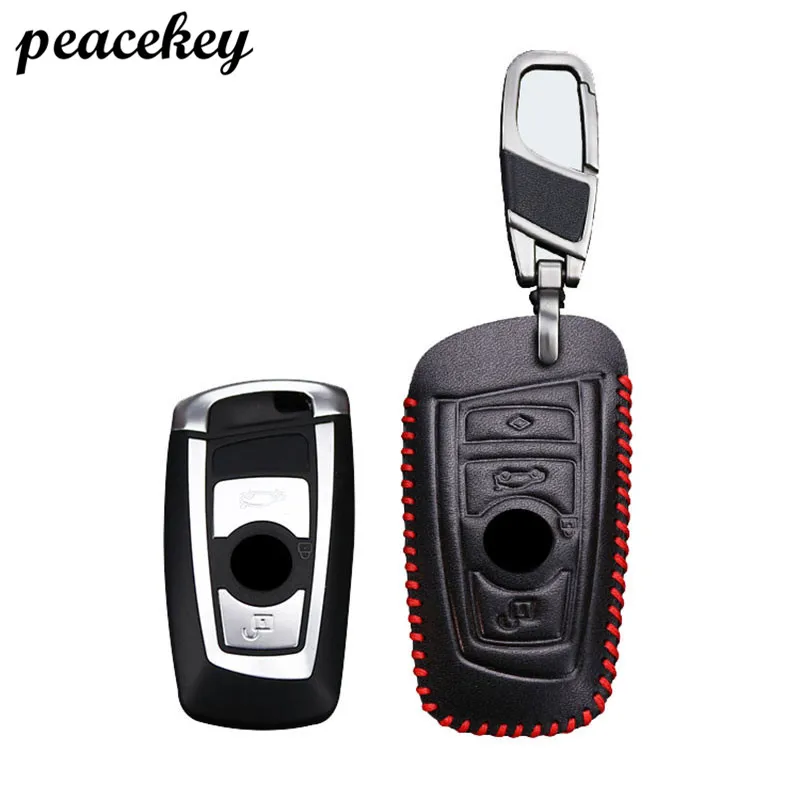 Peaceky Leather Car Smart Key holder case cover For Bmw F30 F20 X1 X3 X5 X6 X7 E30 E34 E90 E60 E36 E39 E46 Sticker ring | Автомобили и