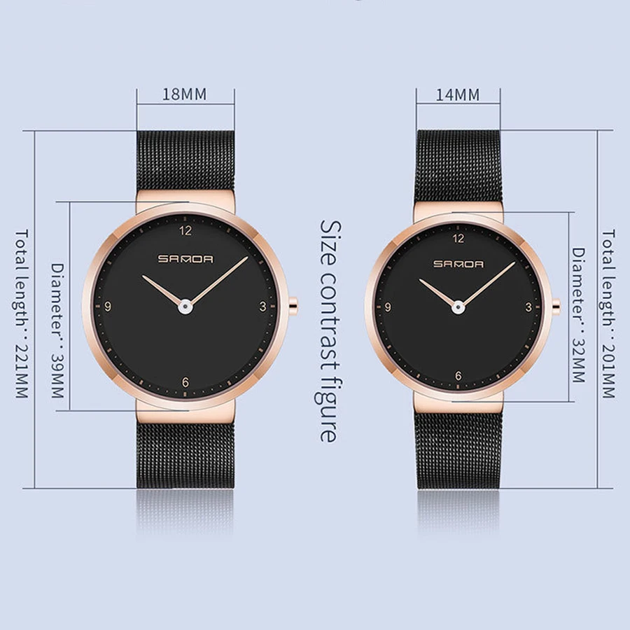 2019 новые часы для пары водонепроницаемые кварцевые наручные из нержавеющей