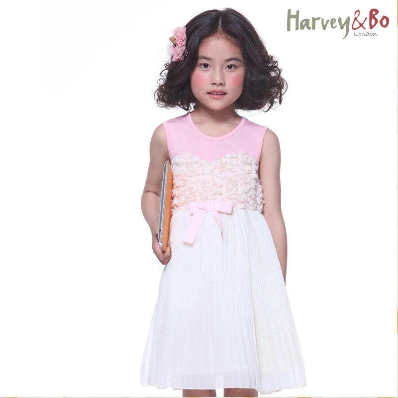 Шифоновое платье для девочек милое вечернее принцессы с цветами в Корейском