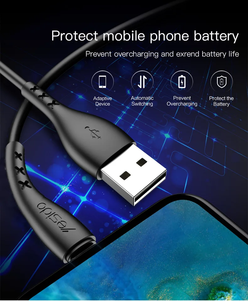 Yesido CA26 usb type-C кабель для samsung S10 S9 S8 Plus быстрое зарядное устройство type-c кабель для Xiaomi huawei One Plus 6 USB C Кабели шнур