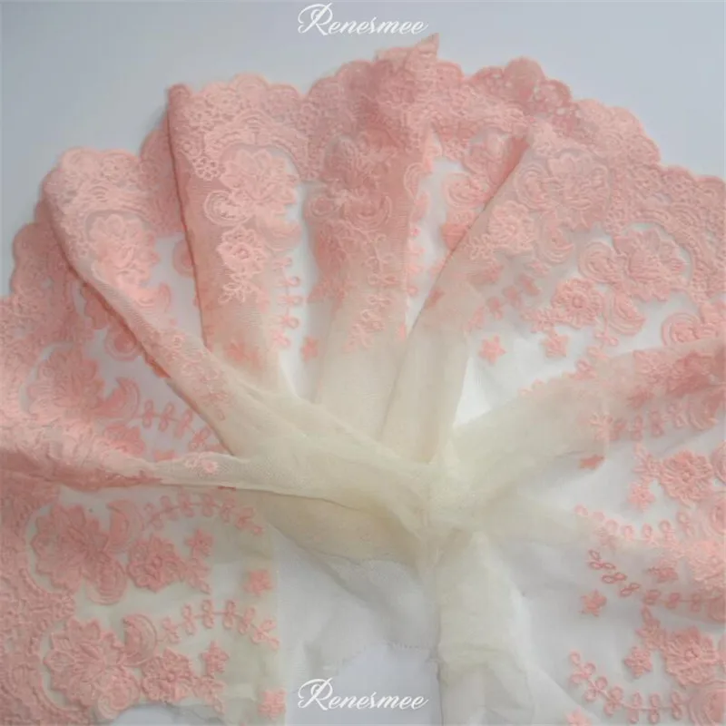 1Yard 22cm Pink Mesh Fabric Venise Lace Trim Embroidery Embellishment Sewing Crafts Doll Material Free Shipping SX155 | Дом и сад