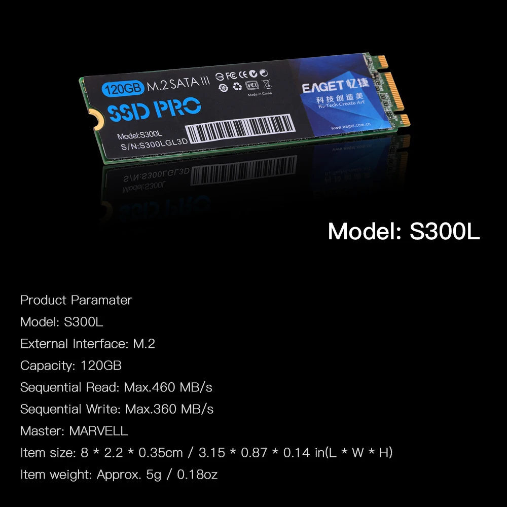 Eaget S300L M.2 2280 240GB 120GB твердотельный накопитель SSD высокоскоростной HDD внутренний SSD 240G 120G для ноутбука Notrbook