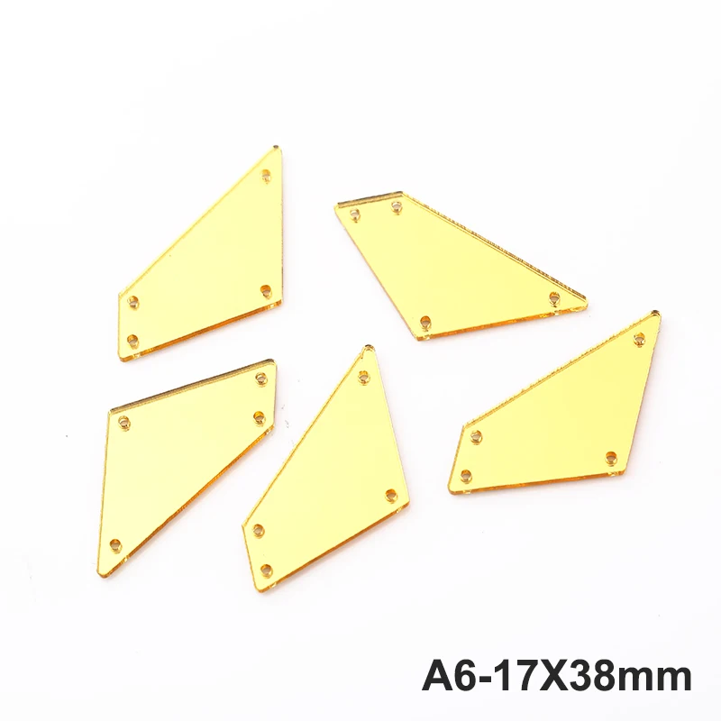 A6-17X38mm RESEN светло-Золотое Смешанное пластиковое плоское зеркало акриловые стразы с отверстиями пришить Камень для украшения клубного платья 30 шт - Цвет: A6-17X38mm