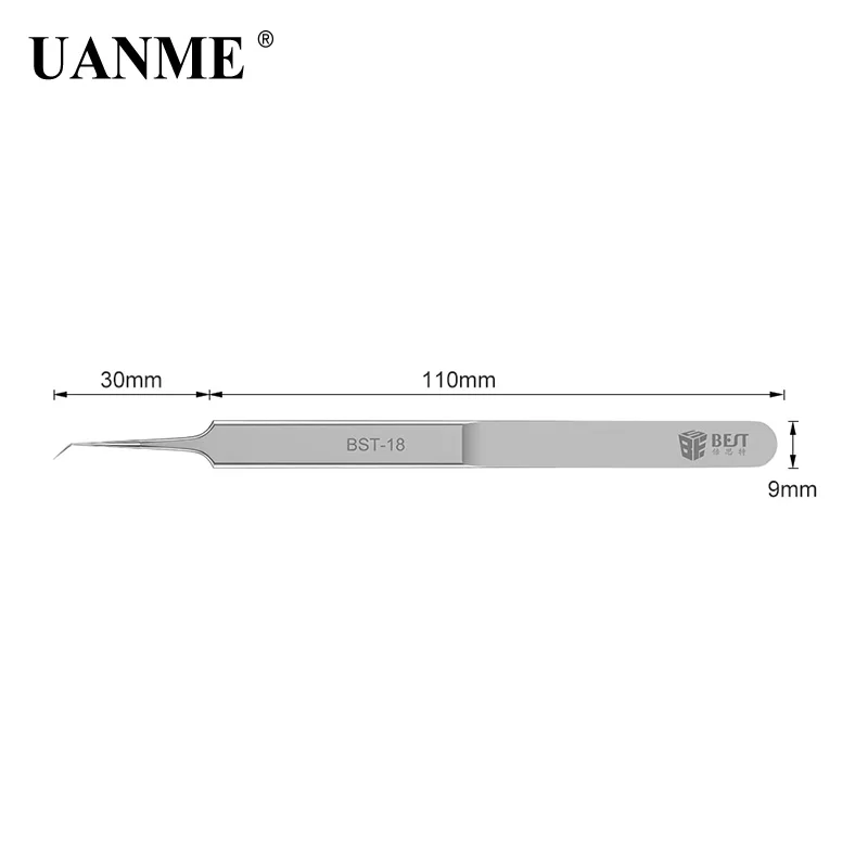 UANME BST-18-19, ультра точные пинцеты, нержавеющая сталь, изогнутые, прямые, FlywireTweezers, плоскогубцы с тонким наконечником, очень острые иглы