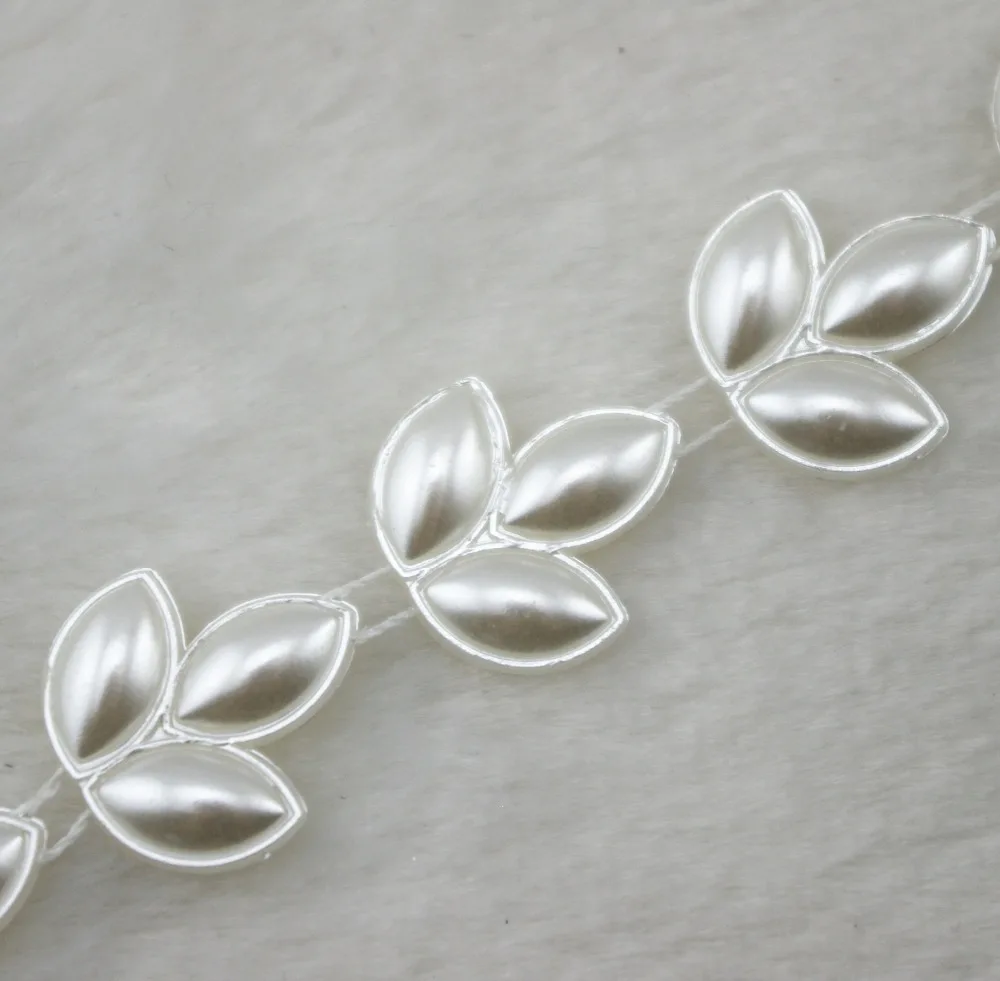 Жемчужная цепочка в форме листа цвета слоновой кости украшение для шитья