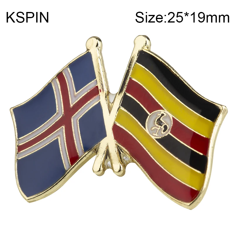 Исландия и Уганда квадратная форма флаг дружбы значки на лацкан Значки для
