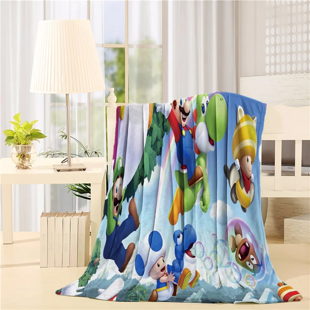 Custom Super M-a-rio Flannel Throw Blanket Lightweight Cozy Bed Sofa Blankets Soft Fabric | Дом и сад
