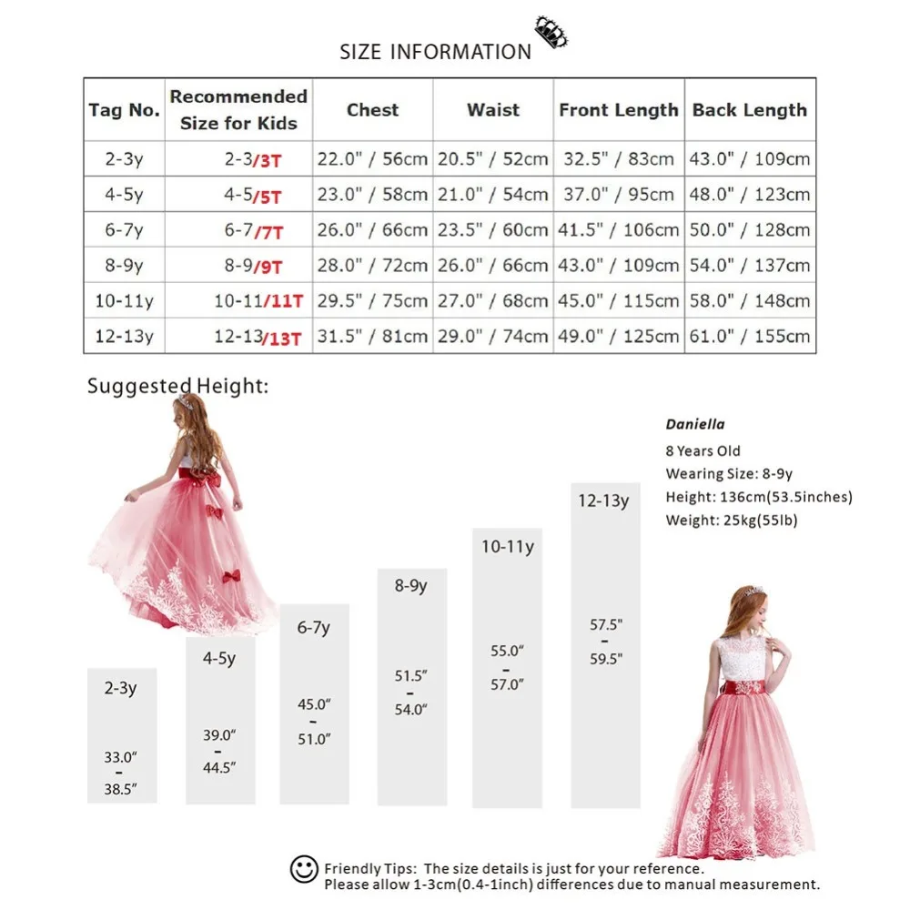 

Elegant Baby Kid Girls Dress Red Tulle Trailing Long Princess Dress for Birthday Party Wedding Bridesmaid Kids Dresses for Girls