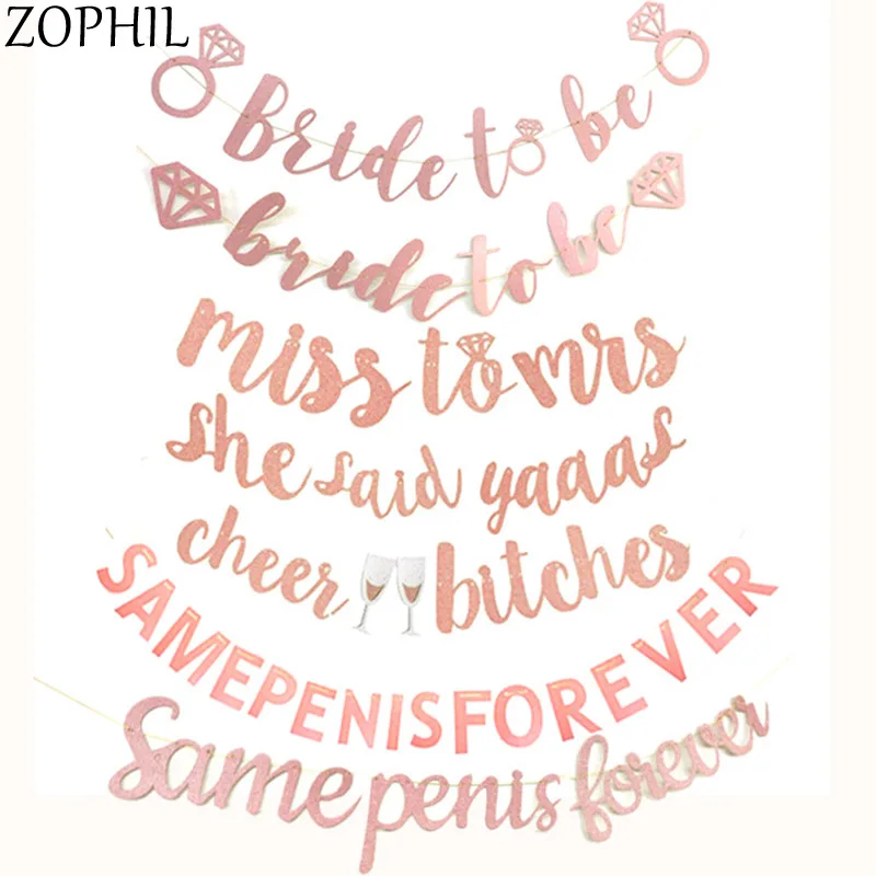 Блестящая розовая Золотая невеста Блестящий DIY баннер висячая гирлянда