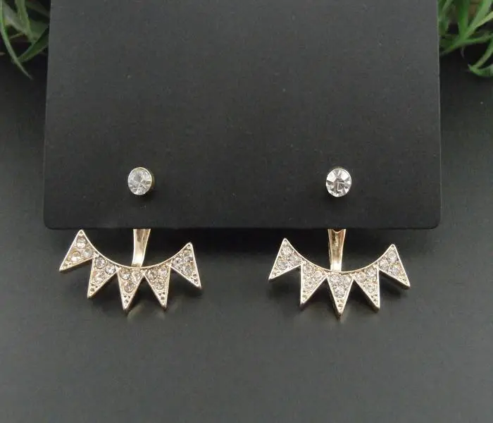 Wholesale Rhinestone Starburst Ear Jacket Fashion Glass Stone Alloy Swing Earring Split Front Back Stud for Women SFE167 | Украшения и