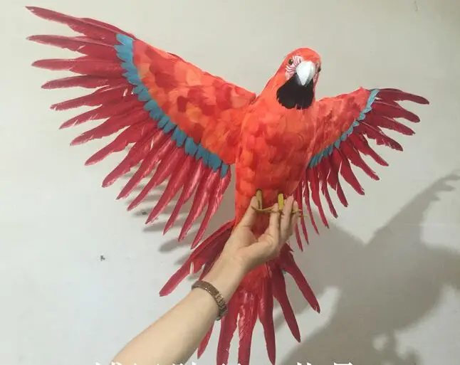Большой игрушечный Красный попугай из полиэтилена и пуха крыло модель подарок