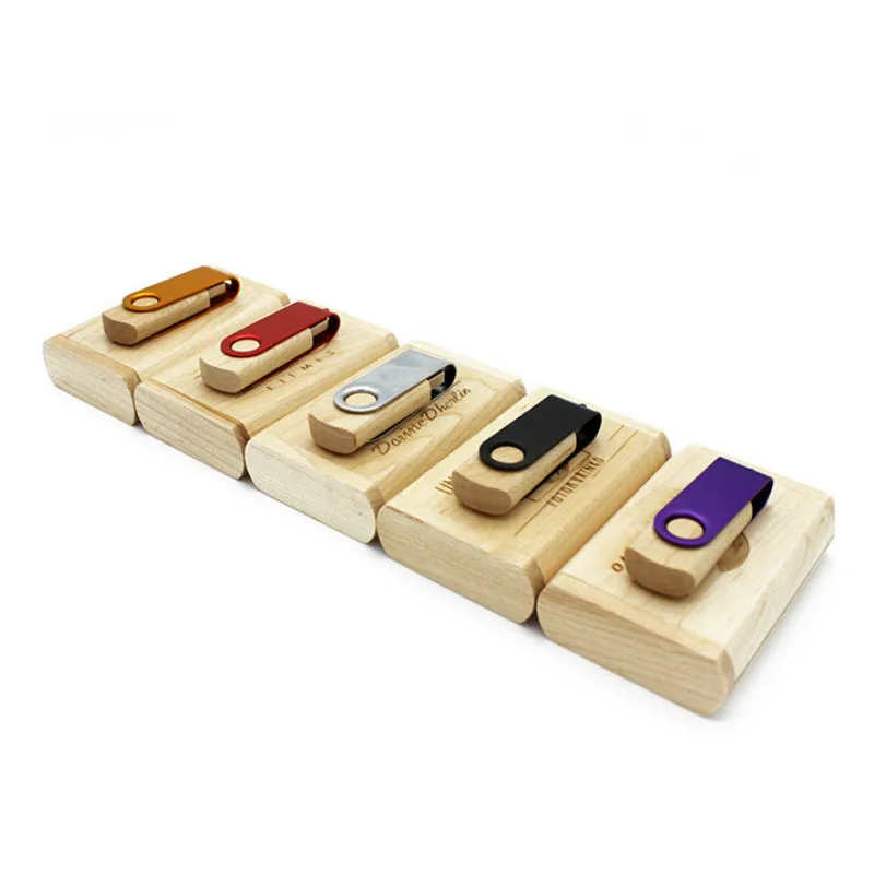 Кленовая Флэшка из натурального дерева с деревянной usb-частью металлический