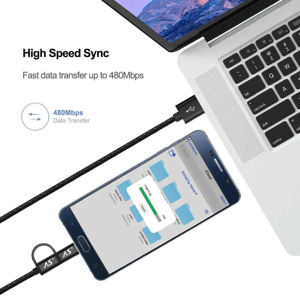 A.S USB Type C Micro 2 в 1 кабель для быстрой зарядки Xiaomi Huawei Samsung Nokia Sony Oukitel кабели