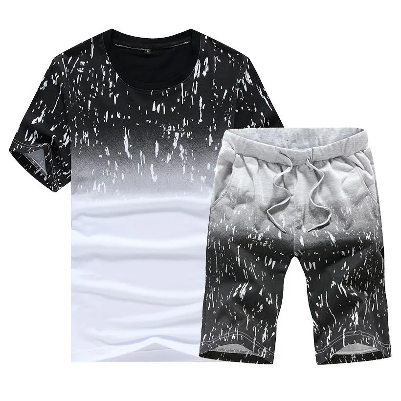 

Mens Clothing Man Sets Tops+Pants Male Sweatshirt Men Brand T Shirt Set 2PCS Summer New Men's Shorts Casual Suits Sportswear