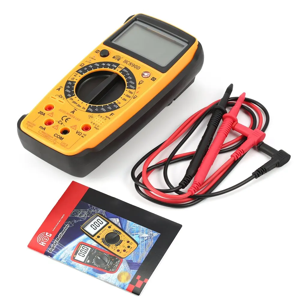 1pcs HC890D Digital Multimeter AC/DC Volt Amp Ohm Capacitance Diode hFE Infrared Tester Meter Continuity testing 1999 Counts New |