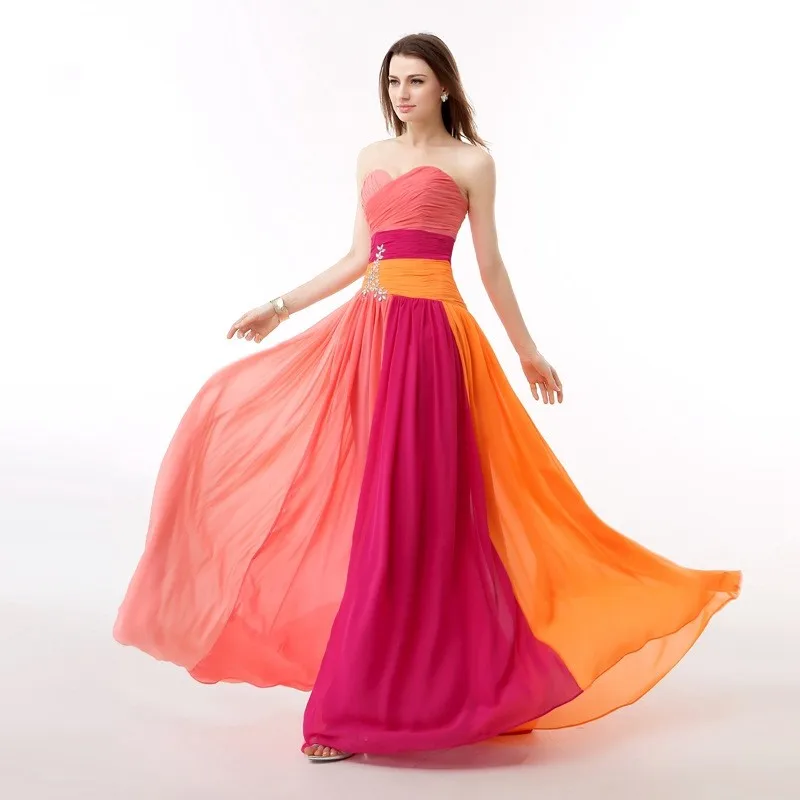 Fashion Chiffon Contrast Color Long Bridesmaid Dresses 2021 Robe demoiselle d'honneur Plus size bridesmaid dress | Свадьбы и