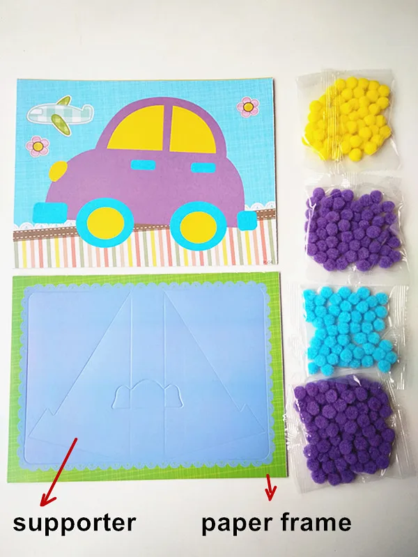 Happyxuan 5 шт. DIY креативные наклейки с помпонами Мультяшные игрушки для детского сада детские искусство и ремесла