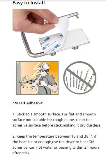 Self Adhesive Toilet Paper Holder SUS 304 Stainless Steel Tissue Roll Hanger No Drill Heavy Duty Waterproof Modern Wall Mounted |