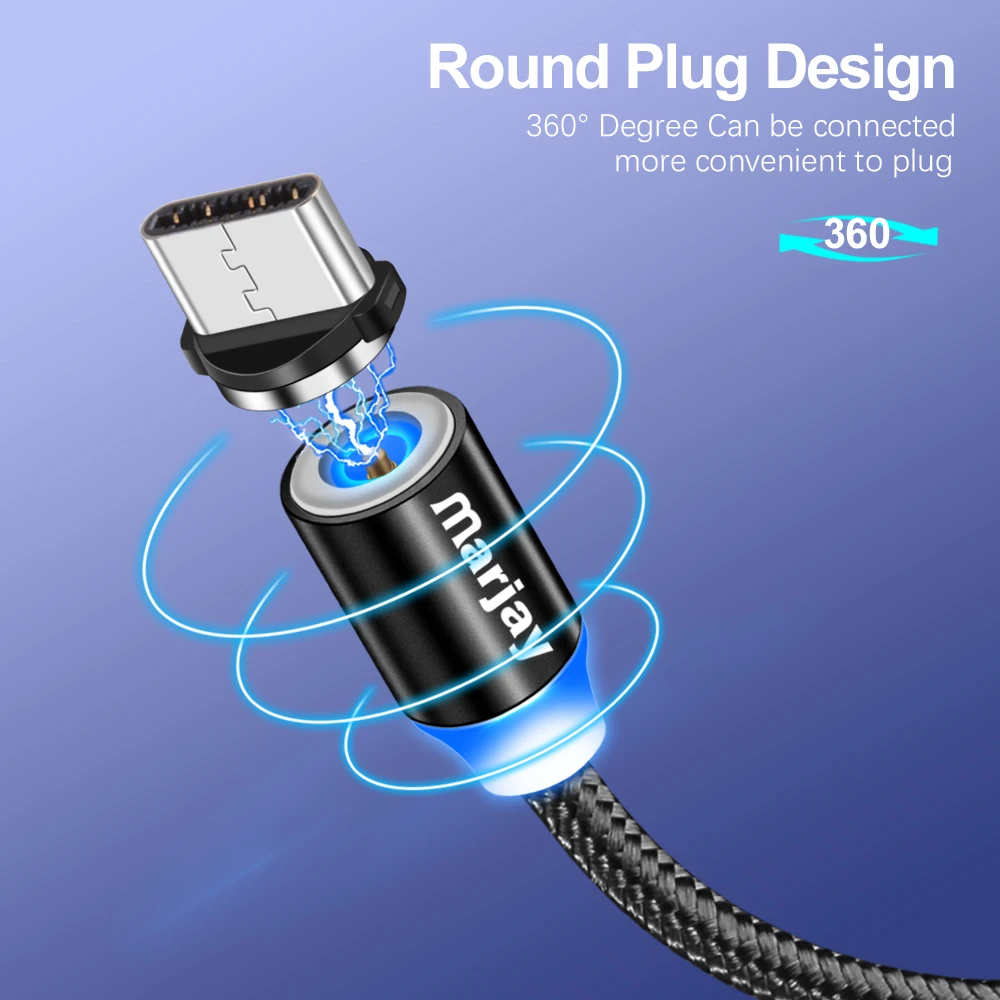 Магнитный кабель Marjay USB Type C для Samsung S8 S9 S10 Plus Huawei P30 Pro Xiaomi mi9 mi8 Type-C шнур зарядного