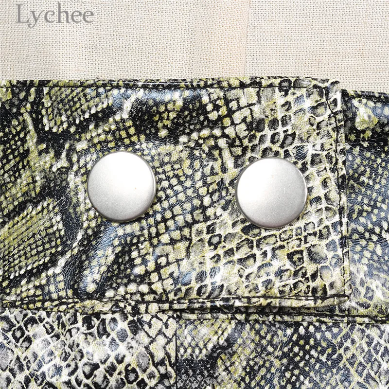 Модная женская юбка Lychee из змеиной кожи мини на молнии с высокой талией