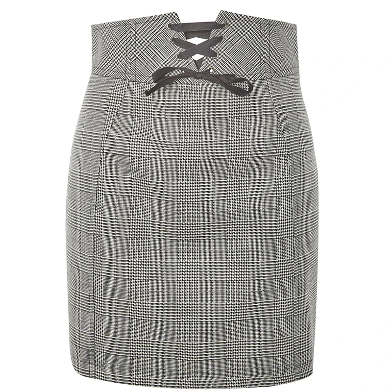 Natooda Винтаж в клетку и полоску Кружево юбка лук повязку Для женщин Юбки для