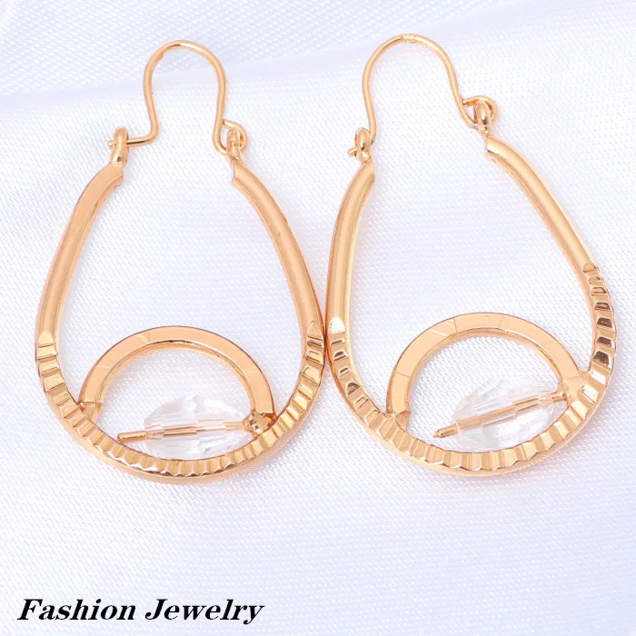 Индивидуальный дизайн модные серьги с фианитами золотого и белого цвета