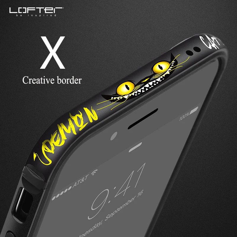 Creative iPhone X anti-drop silicone mobile phone case street fashion devil cat apple metal frame protective cover | Мобильные