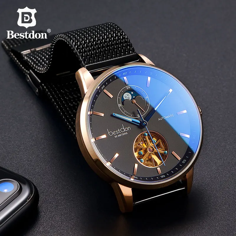 Часы наручные Bestdon Мужские механические, спортивные модные брендовые автоматические швейцарские, с турбийоном