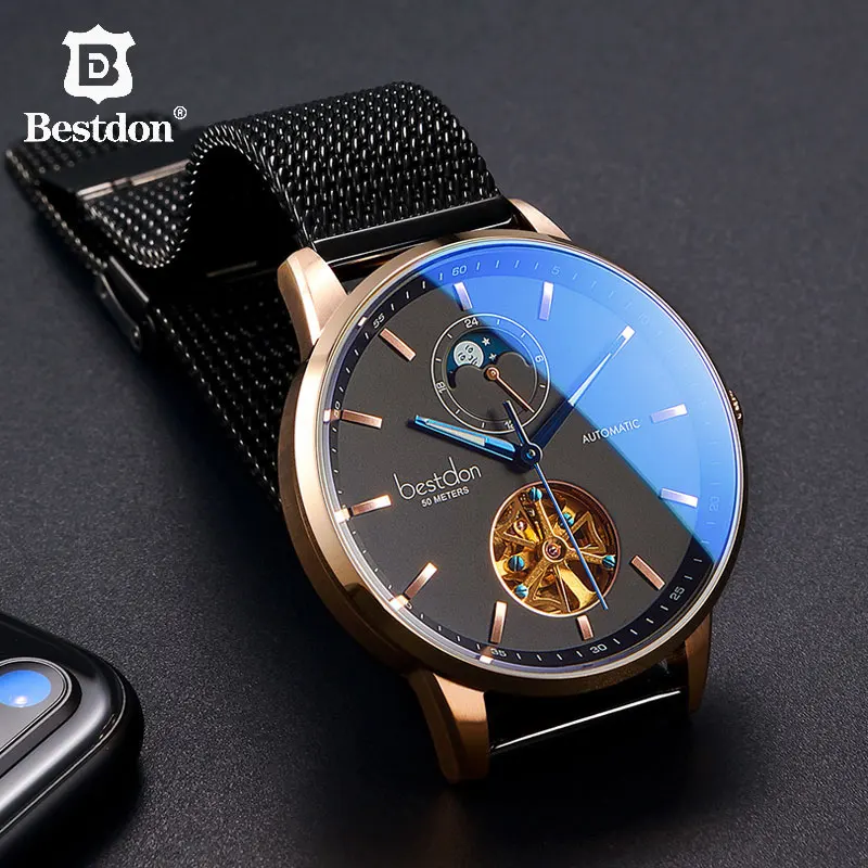 Bestdon Luxury Mechanical Watch Men Automatic Tourbillon Sports Watches Mens Fashion Switzerland Brand Watch Relogio Masculino