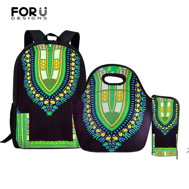 T0464CDZ20 FORUDESIGNS в африканском стиле черного цвета для девочек; школьная сумка 3 шт./компл. ортопедические рюкзаки Для детей школьный рюкзак Mochila Infantil - Цвет: T0464CDZ20