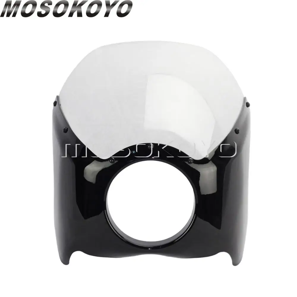 Прозрачный Мотоцикл 5,7" вырезанная фара обтекатель для Harley Sportster 883 Touring Dyna LowRider Street Fat Bob FXD заказное ветровое стекло - Цвет: Прозрачный