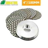 shdiatool 7pcs 100mm resin bond diamond polishing pads1pc m14 aluminum base backer sanding disc granite marble polishing disc