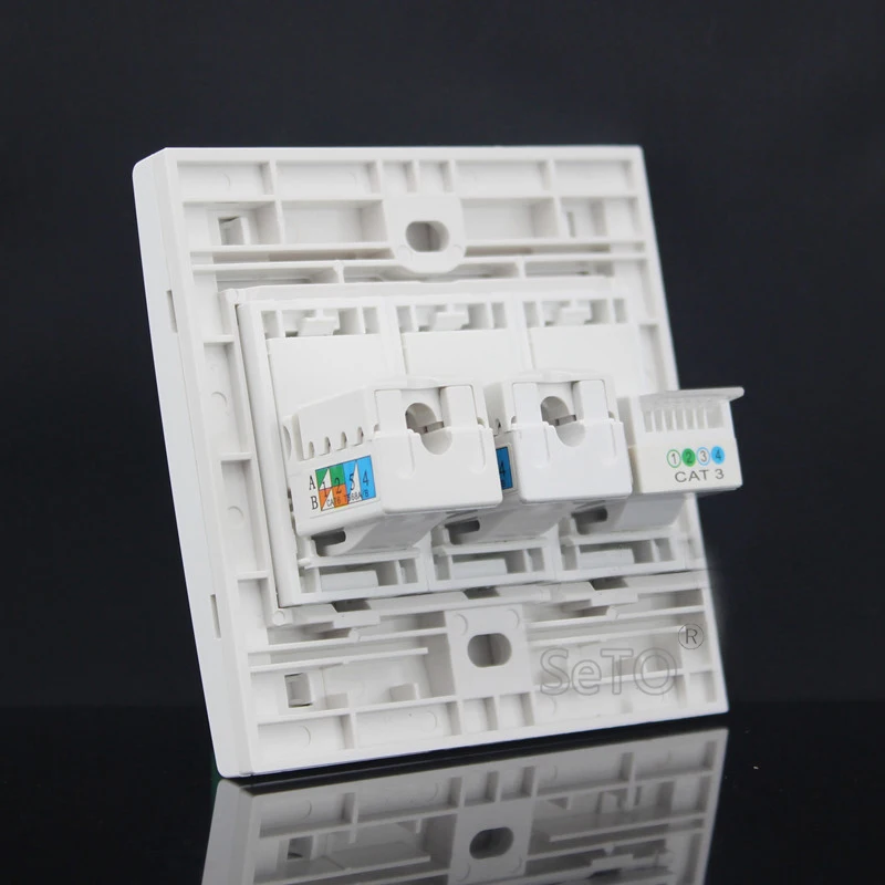 Двойная Сетевая розетка SeTo 86 RJ45 Cat6 + RJ11 Cat3 для телефонной панели | Обустройство