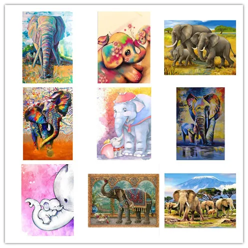 Алмазная картина полная круглая дрель 5D &quotцветной слон&quot Сделай Сам Вышивка