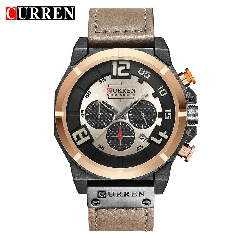 CURREN новые брендовые Роскошные модные повседневные кожаные мужские часы Стильные