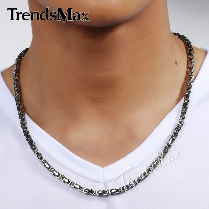 Trendsmax мужские Цепочки и ожерелья цепь византийский коробка Обувь для мальчиков