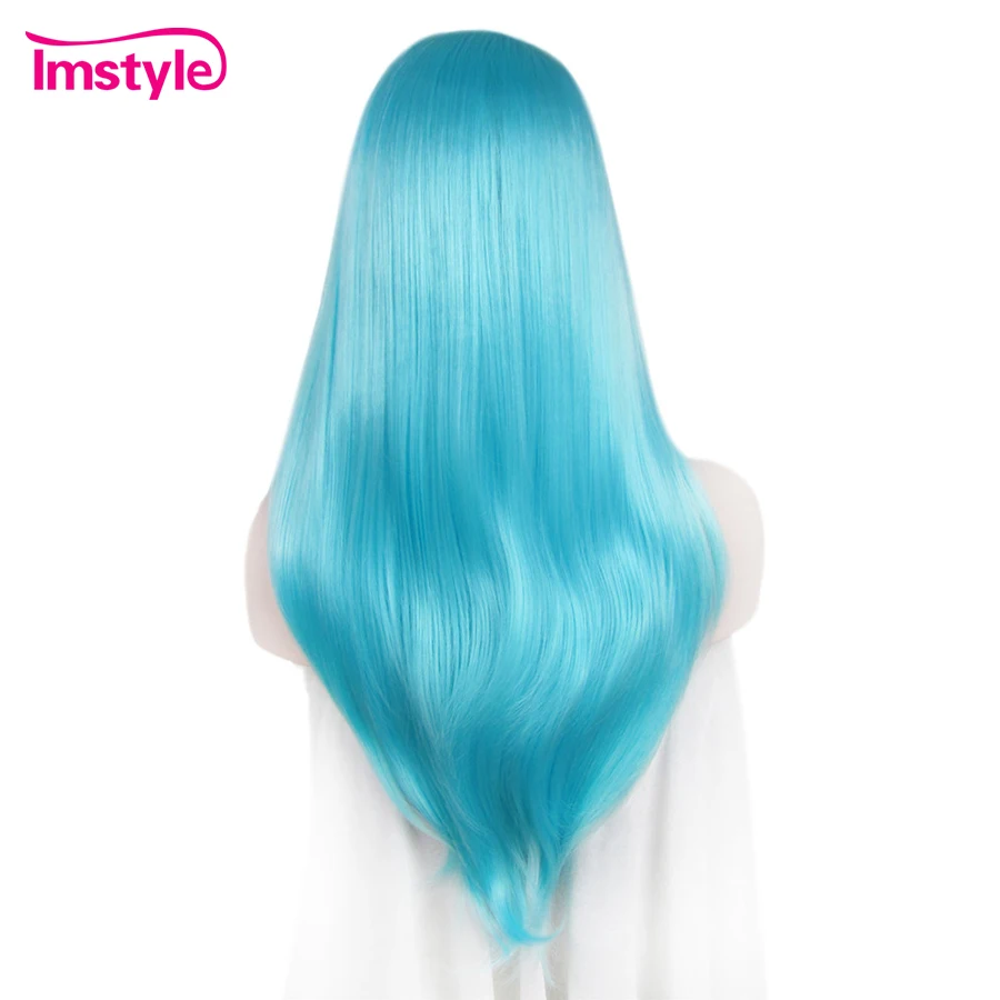Imstyle парик с кружевом спереди прямые синие длинные парики для женщин