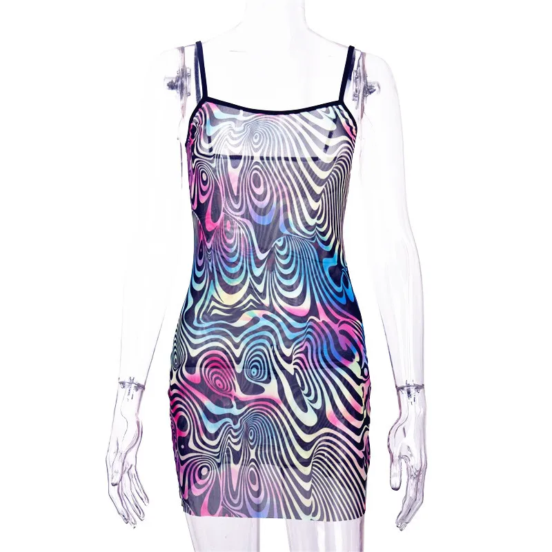 XUANSHOW Robe Femme Ete 2018 сексуальное разноцветное мини платье на бретельках женское в