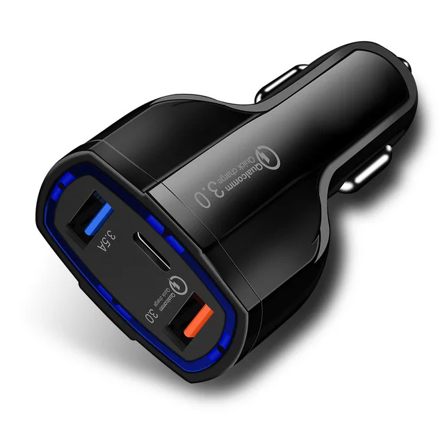 Быстрая зарядка 3,0 Автомобильное зарядное устройство 3.5A QC3.0 USB-C type C USB PD зарядное устройство для быстрой зарядки двойной USB мобильный телефон зарядное устройство для samsung Xiaomi - Тип штекера: Black