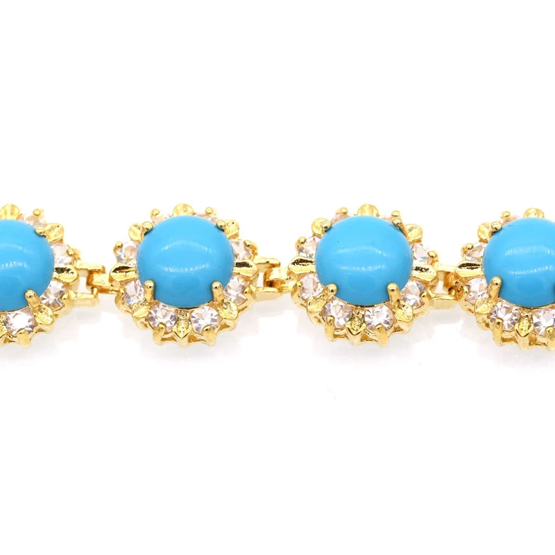 JINYAO Модные женские круглые синие камни циркониевые браслеты с шармами из чистого