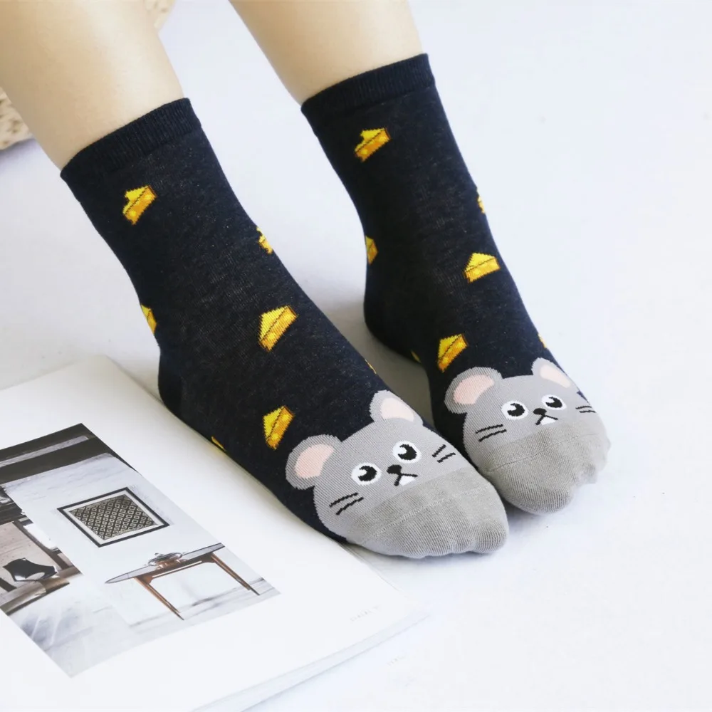 Носки женские элегантные хлопковые с забавным рисунком &quotКролик&quot