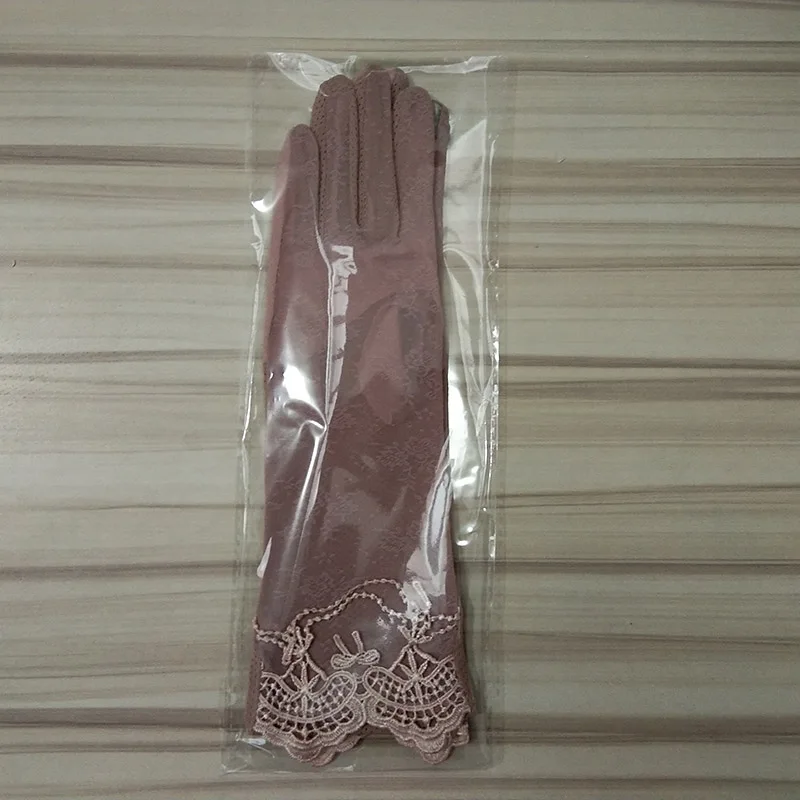 Dark Pink Сексуальные весенние летние женские осенние длинные солнцезащитные перчатки с УФ-защитой от солнца Модные Шелковые кружевные перчатки для вождения тонких сенсорных экранов 07B - Цвет: Dark Pink