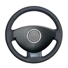 Рука сшитый черный искусственная кожа PU чехол рулевого колеса автомобиля для Renault Duster Dacia 2010 2011 2012 2013 2014 2015 2016